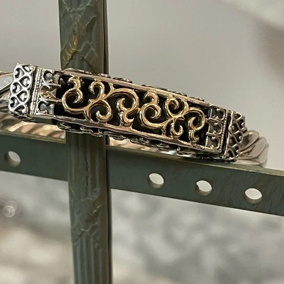Silpada Rare Sterling Silver & 14k Yellow Gold Bangle Bracelet - Picture 6 of 10